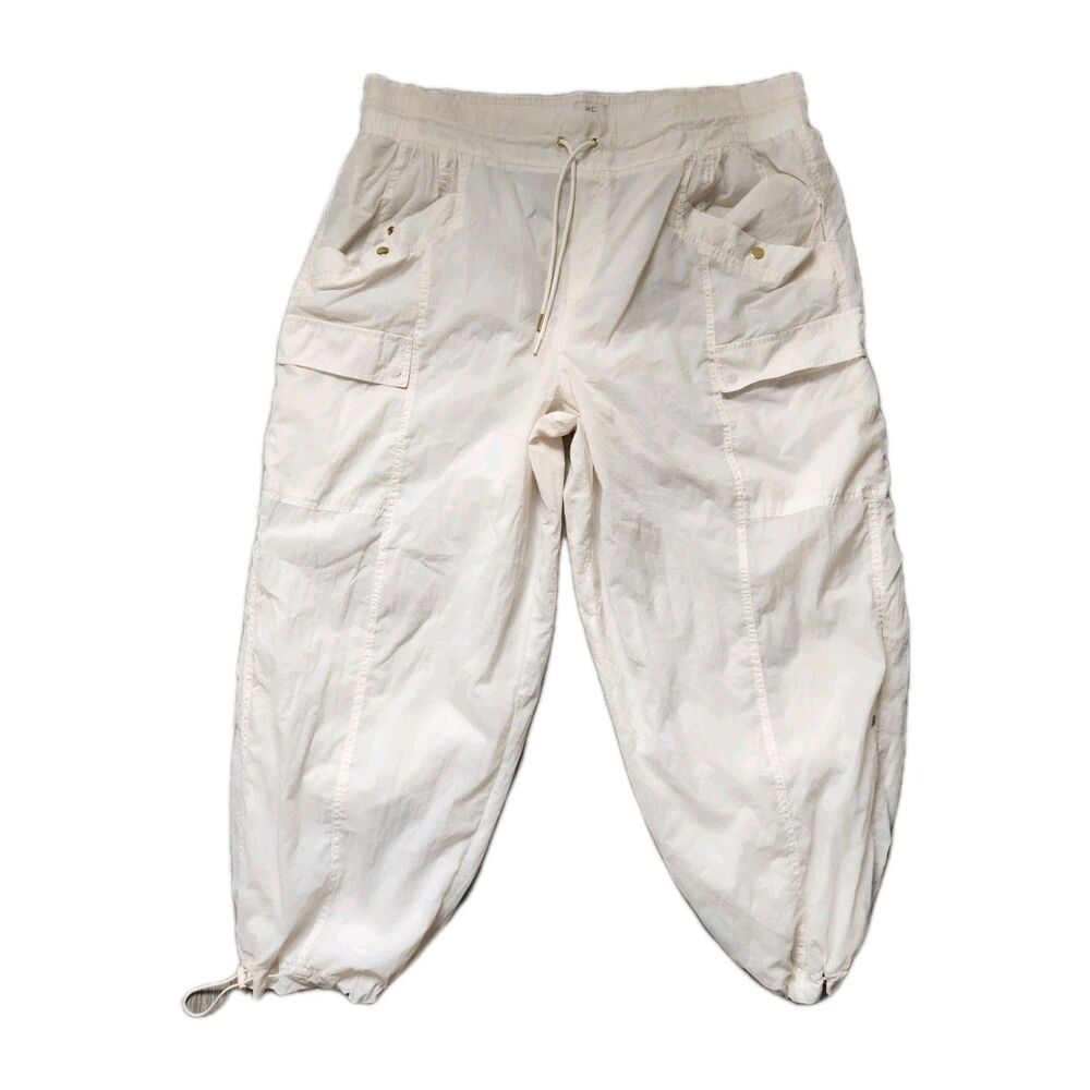 Athleta Alicia Keys Pants Womens 22 Ivory High Rise Utility Cargo Parachute EUC